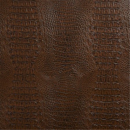 FINEFABRICS 54 in. Wide Brown, Crocodile Faux Leather Vinyl Fabric FI60025